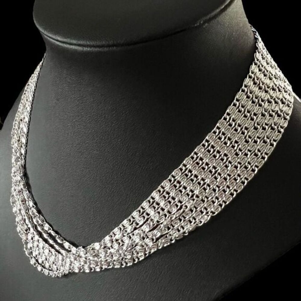 VINTAGE SARAH COVENTRY Women's Choker 8 Strand Silver Tone Aluminum 15 in - Picture 3 of 16